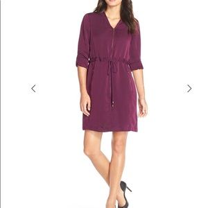 Adrianna Papell Zip Front Purple Drawstring Waist Dress NWT